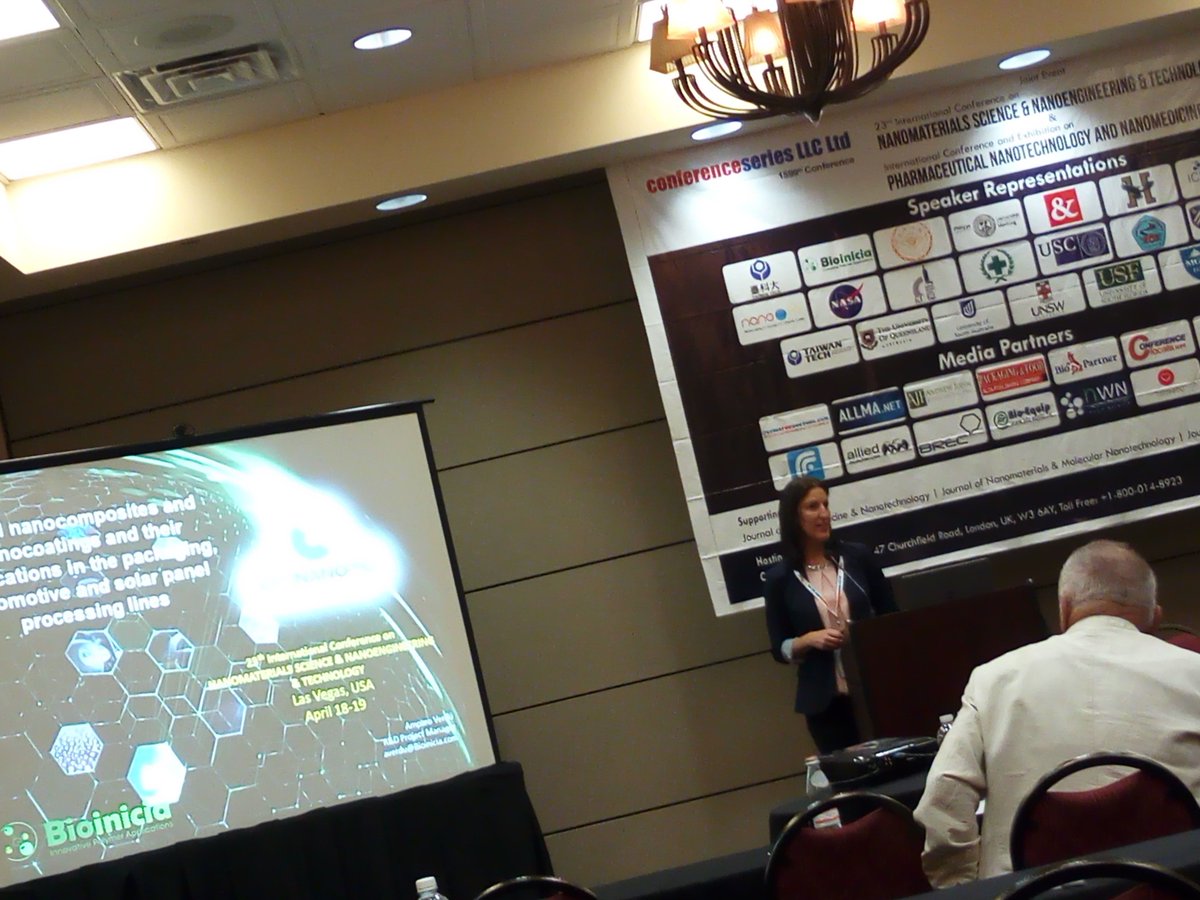 bioinicia's tweet photo. Amparo Verdú, R&D Project Manager of @bioinicia, giving a talk on nanocomposites and nanocoatings and their applications at 23rd International Conference on #Nanomaterials science & #Nanoengineering in Las Vegas.
#OptiNanoPro #nanotechnology
https://t.co/at9bzzr9iR https://t.co/DgvVGhkvql