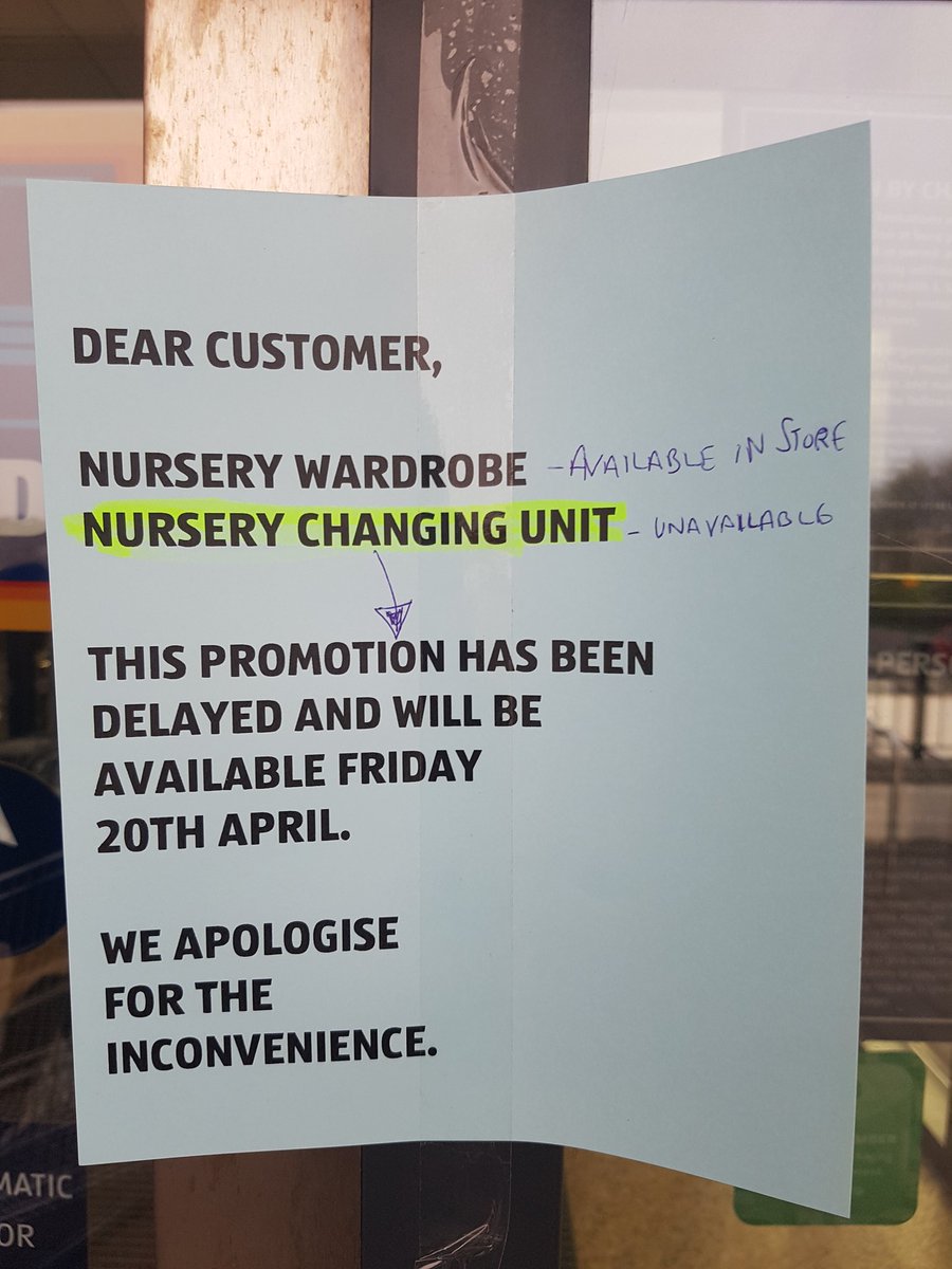 Ollball's tweet photo. @Aldi_Ireland up @ 7am this morning to que for a changing table in Aldi Knocknacarra to be greeted with this sign. Is this the case in all your stores??? https://t.co/DCEyKCEKLe