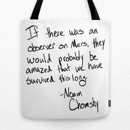 RandomOasis's tweet image. New Listing: Noam Chomsky Typography Tote Bag, Observer on Mars Quote, Weather Resistant Market Bag by RandomOasis, ift.tt/2aKX6xn