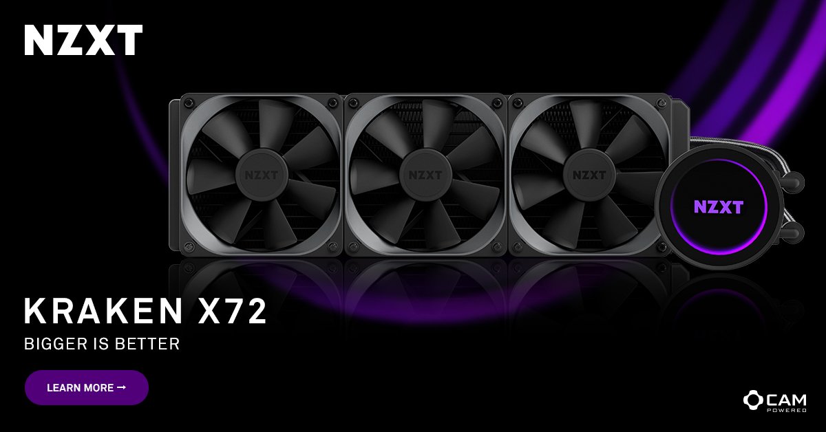 Nzxt V Tvittere Big And Beautiful Meet The Kraken X72 360mm Aio Liquid Cooler With Rgb Infinity Mirror Pump Face T Co Ttmbothtxx T Co Sbus3i60al