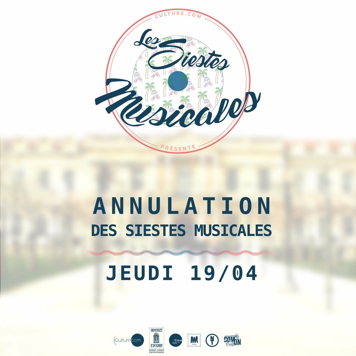 CulturePointCom's tweet photo. L'Université étant fermée aujourd'hui (et demain), nous nous voyons contraints d'annuler la dernière date des Siestes Musicales. Nous en sommes les premiers déçus, mais ne vous inquiétez pas, nous reviendrons en septembre pour vous proposer des Siestes de qualité. A bientôt 😉 https://t.co/O8QhKpL4fL