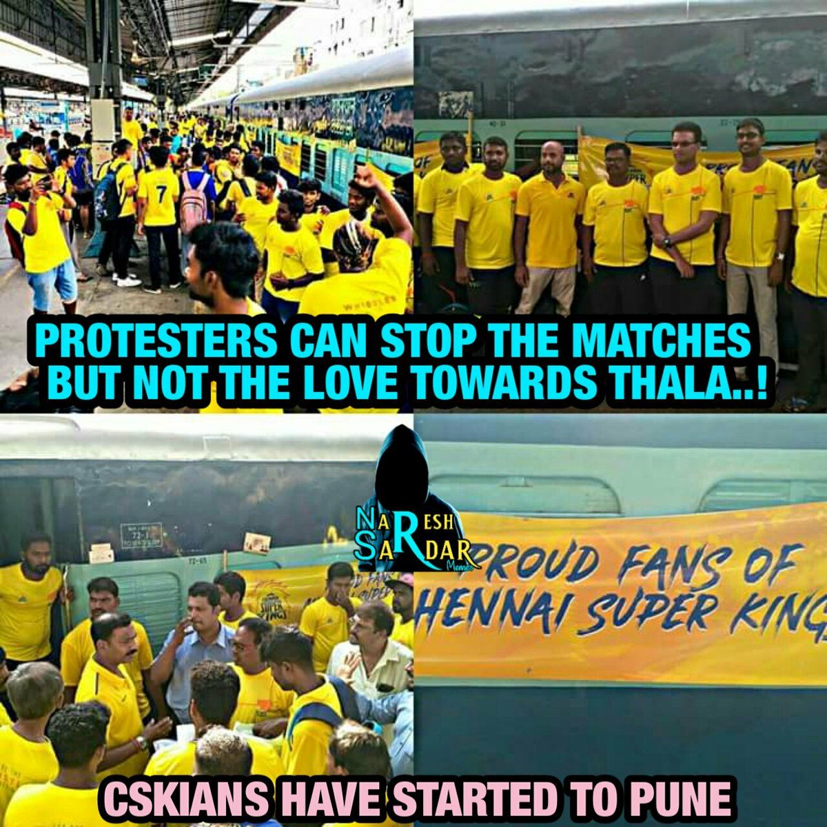 ImYokEsH's tweet photo. Money can buy lots of things, but there are some things money can't buy. That is Love. See the Love &amp; Passion of CSK fans, they have started to Pune with a Designated special train called #WhistlePoduExpress 🚂🔥💪

திருந்துங்க @NaamTamilarOrg @VelmuruganTVK @sumanthraman https://t.co/PWE0UywVoR