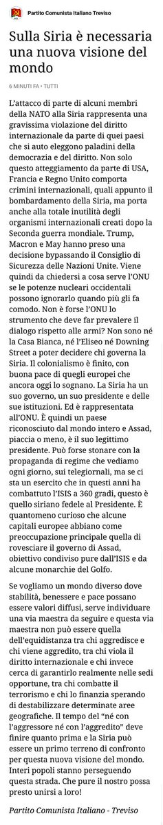 PCITreviso's tweet photo. #PCI #Treviso: "Sulla #Siria è necessaria una nuova visione del mondo". @PCITreviso @ilPCI https://t.co/jS6D2uj7ot