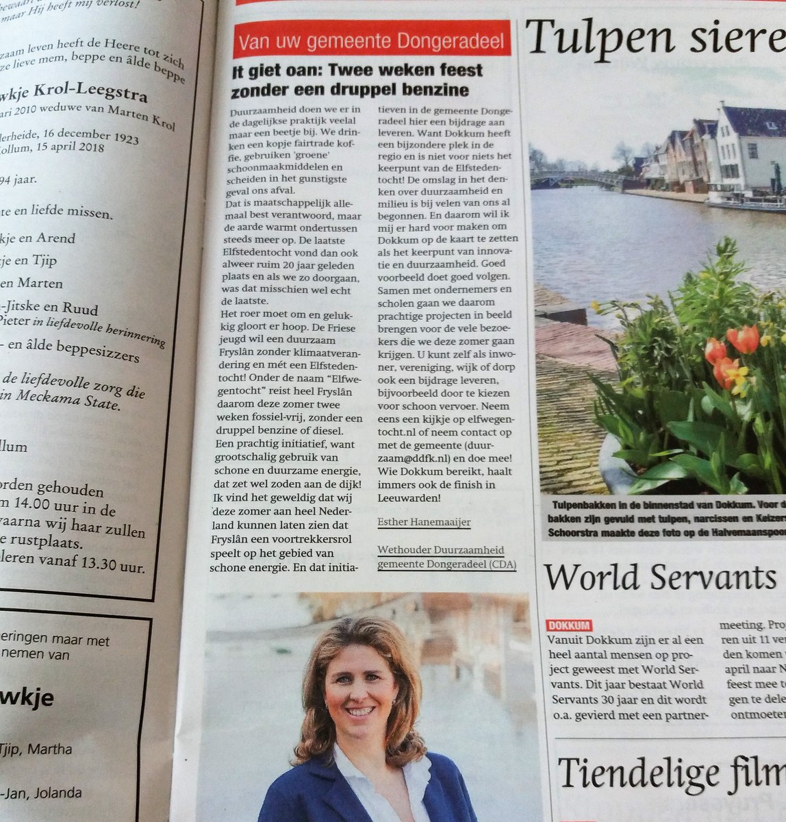#Dokkum, het keerpunt van de #Elfstedentocht, wordt op 2 juli het keerpunt naar innovatie en duurzaamheid. #Dongeradeel doet mee aan de #Elfwegentocht! #itgietoan