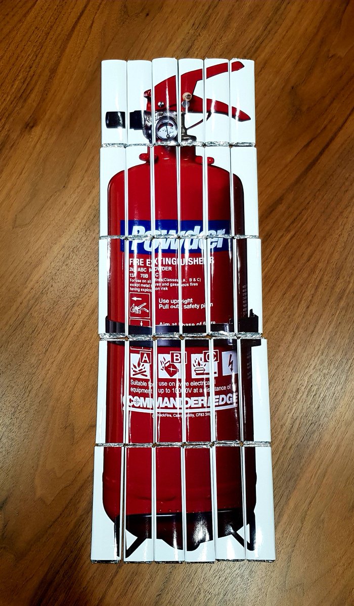 CheckFire_Ltd's tweet photo. Didn't think we'd ever come across this type of #Spotted 🔍 ... A #CommanderEDGE Powder Fire Extinguisher made from a series of chocolate bars! Our CheckFire Ltd team have many talents ... awesome work Daniel Tilley! Question is ... how long is it going to last?! https://t.co/lefMlIul3V