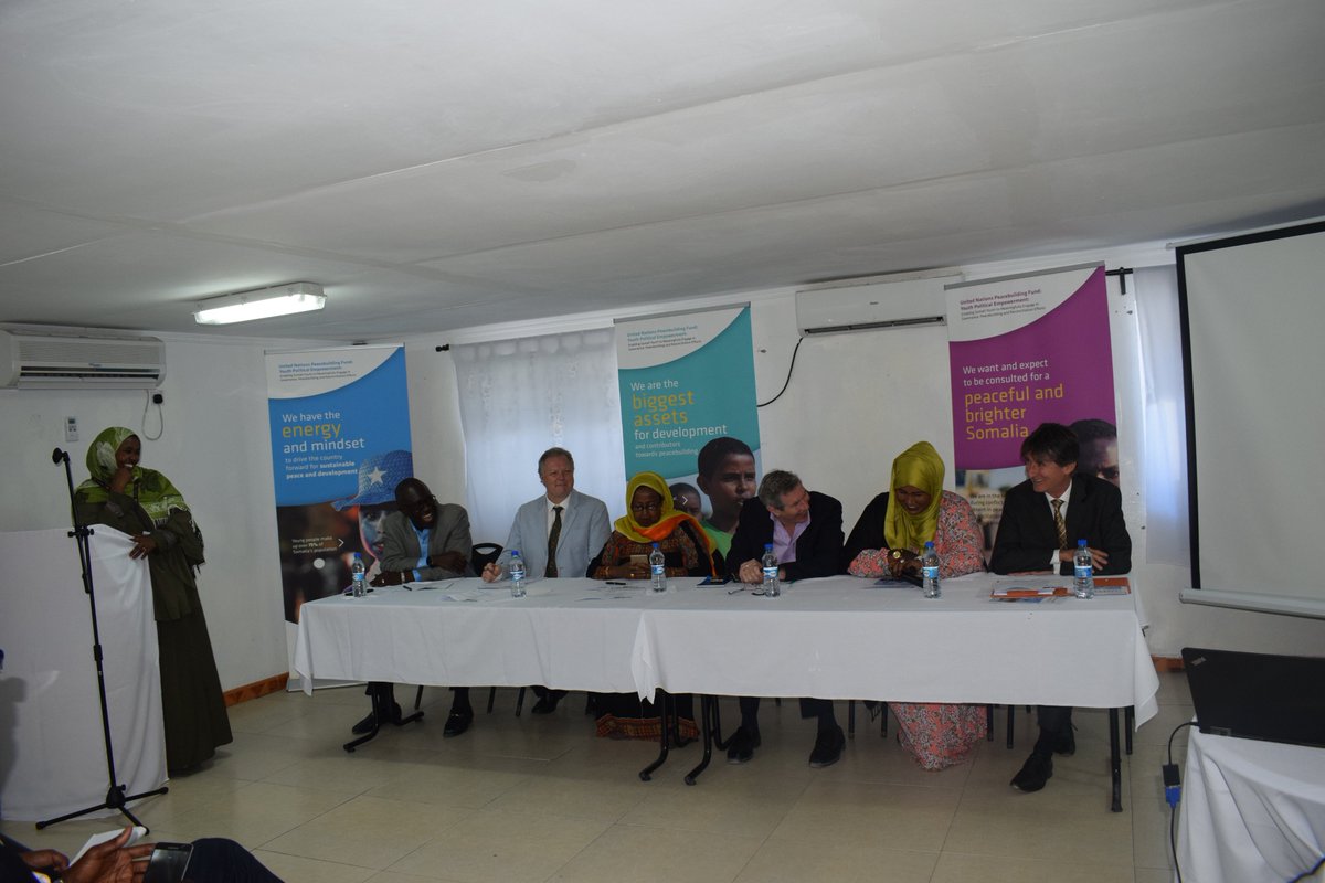 UNFPA_SOMALIA's tweet photo. The launch of the #SomaliaPeaceBuildingFund we're jointly supporting with @UNHabitat_Som attended by high level dignitaries @hon_khadija Minister of Youth &amp; Sports &amp; @UNdeClercq in support of young people's participation in #Somalia's development https://t.co/6TuHsVnFei