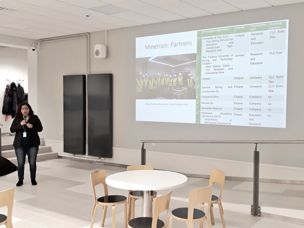 JJoutsenvaara's tweet photo. Maria Sinche Gonzales from Oulu Mining School @UniOulu and Mine Train project to train future mining experts for the whole life-cycle of a mine. #CallioLab @CallioPyhajarvi #CallioLabResearchCommunity #mining @MiningFinland https://t.co/MAnKSd5WDs