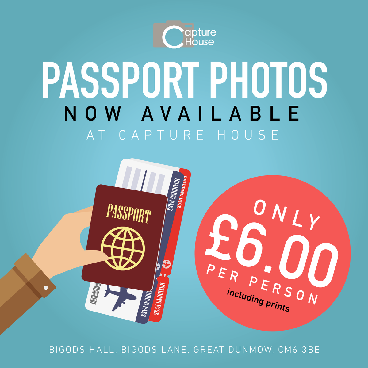 CaptureHouse_'s tweet photo. Whoooooooppieeeee! Capture House can now take your passport/ID photos for only £6.00.

Contact us for painless, professional passport photos 
01371 640410  |  https://t.co/uBSHwneHBK

#CaptureHouse #GreatDunmow #PassportPhoto #IDPhoto #Professional #Painless #Photography https://t.co/3SKSH7F59t