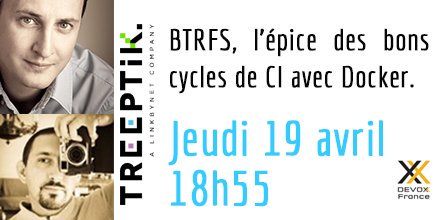 FabienAMICO's tweet photo. Ce soir mettez des épices dans votre CI avec @cedruskof et @zepouet #Devoxx #treeptik https://t.co/5JDHt7NdlJ