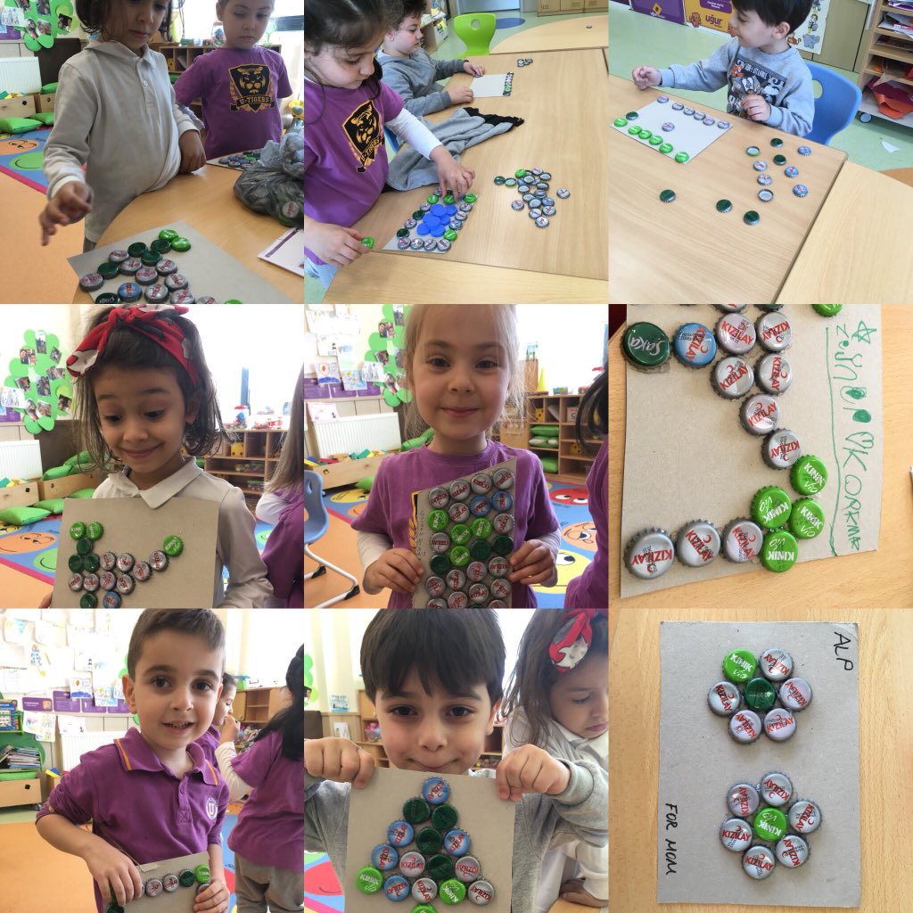 ZeynepElikesik's tweet photo. #Worldrecyclying♻️ my kids’re very talented. They’re an awesome artist. They’ve created    their own frame, cat, phone, tree using bottle cap. Our recyclying works 👏🏻 #KG1B https://t.co/AUXXL02x36