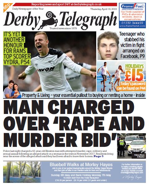 DerbyTelOffers's tweet image. Man charged over 'rape and murder bid' - See today's #DerbyTelegraph