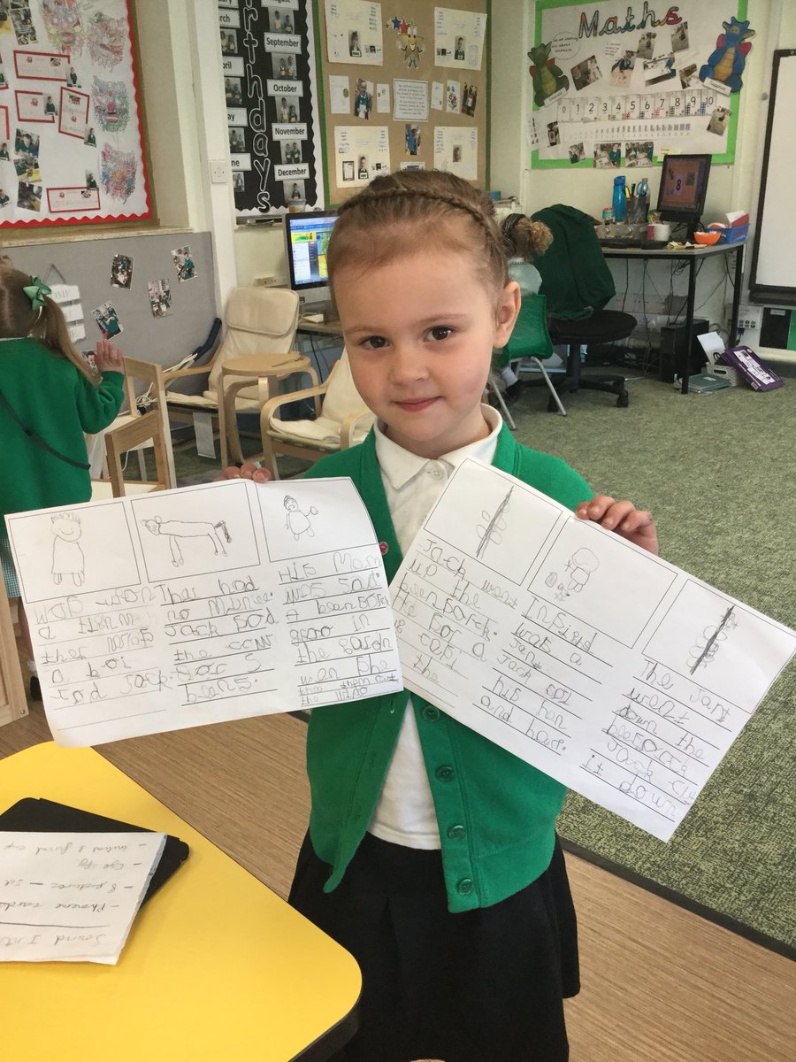 CaldiPrimary's tweet photo. Larissa is #proud of her story board writing about Jack and the Beanstalk. #5starlearner #ExcellenceinEarlyYears 📝✨✍️ https://t.co/4DCtN9J7Mg