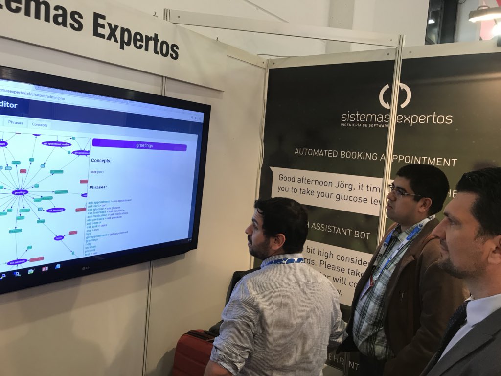 SEISChile's tweet photo. Starting our last day at @conhIT. Showing our #chatbot tool to Nuance and Psychiatrische Universitätsklinik Zürich. https://t.co/2SRw6ZCbQ8