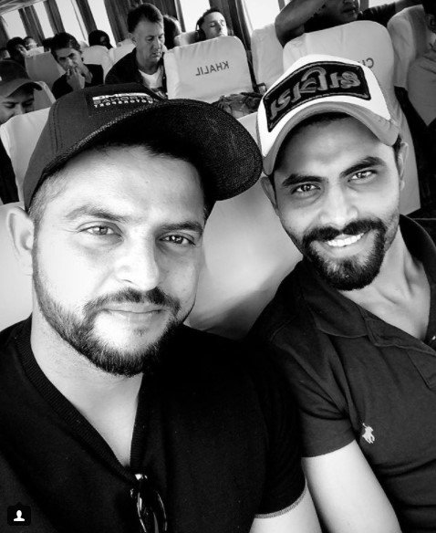 ChennaiTimesTOI's tweet photo. #ChinnaThala @ImRaina with #Sir @imjadeja😍 https://t.co/6vyF4tv6H0