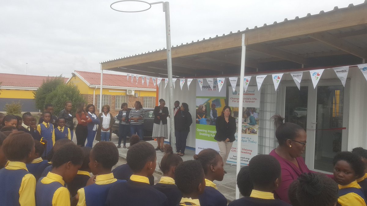 BreadlineAfrica's tweet photo. The day has finally arrived to launch the new library at Mbekweni Primary School. #OpeningImagination #Breadline #Enablingfutures #smiles #library #loveofreading #help2read #inspire #breadline25 #children #Read @help2read @sabcchildren https://t.co/1FGrZCHnMW
