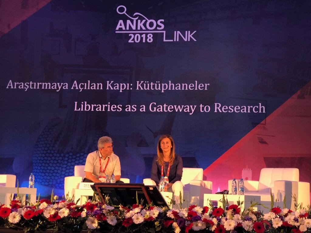 PeterLangGroup's tweet photo. Prof. Dr Erol Esen (@Akdenizun ), Comissioning Editor Esra Bahşi (Peter Lang Publishing) and @Informascope CEO Kivanc Cinar in discussion - At the forefront of the international stage: positioning #Turkish #research in the #Humanities and #SocialSciences at #ANKOSLink2018 https://t.co/osOxutbaWM