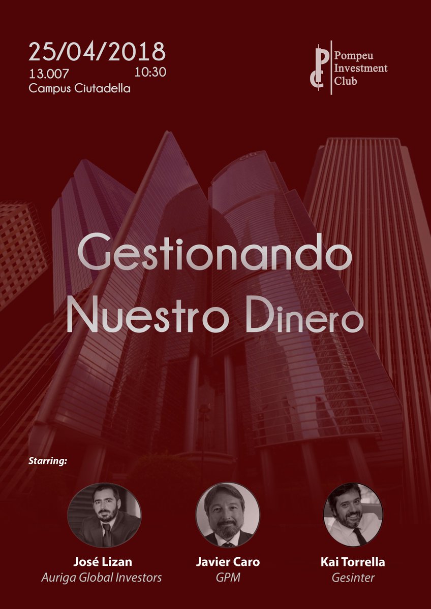 El proper dia 25 d'abril teniu cita al Campus de Ciutadella per conèixer més a fons la gestió i les finances de ma de tres professionals de diferents àmbits en el sector. Us hi esperem!