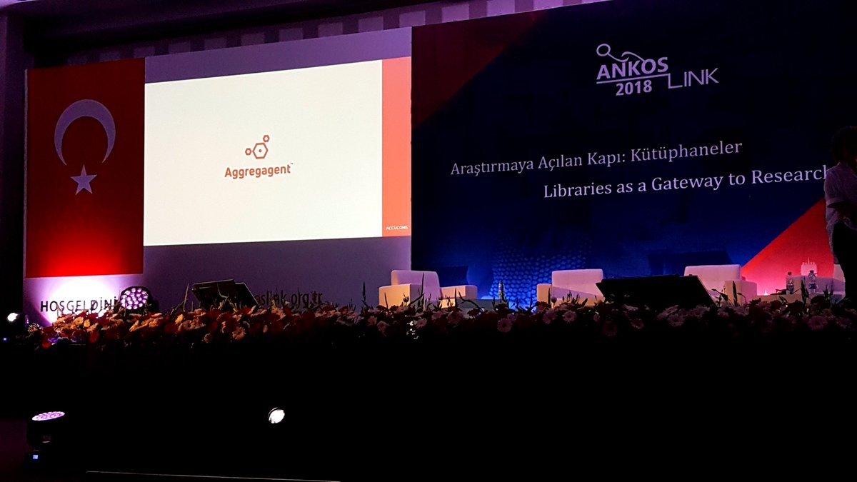 KGLAccucoms's tweet photo. #ACCUCOMS is at #ANKOSLink2018 where @pinarerzin presented @Aggregagent  to the attending #Turkish Librarians after opening with a video of  greetings from publishers #helloTurkey #HelloANKOS https://t.co/ymT6ffOkaC