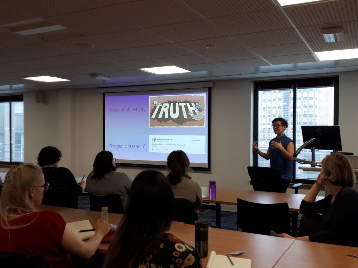 strath_fem's tweet image. Dr Kirsty Alexander thinking through myths of objectivity and &quot;hygenic research&quot; #SpringN2Methods