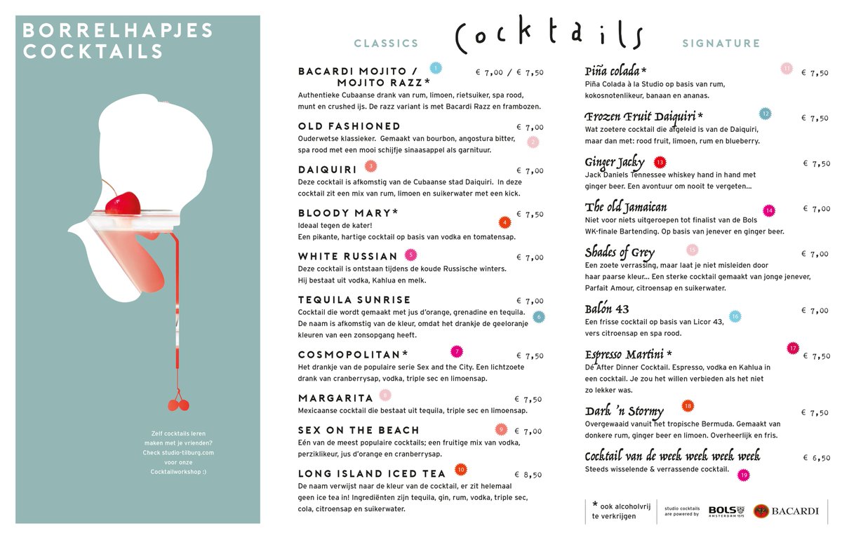 Thirsty Thursday!

Iedere donderdag hebben wij een hele fijne actie: tussen 21:00 en 00:00 betaal je maar €5 voor een cocktail!

Kom jij vanavond een Bloody Mary, Tequila Sunrise of Sex On The Beach halen?

#StudioTilburg #Tilburg #Cocktail #ThirstyThursday