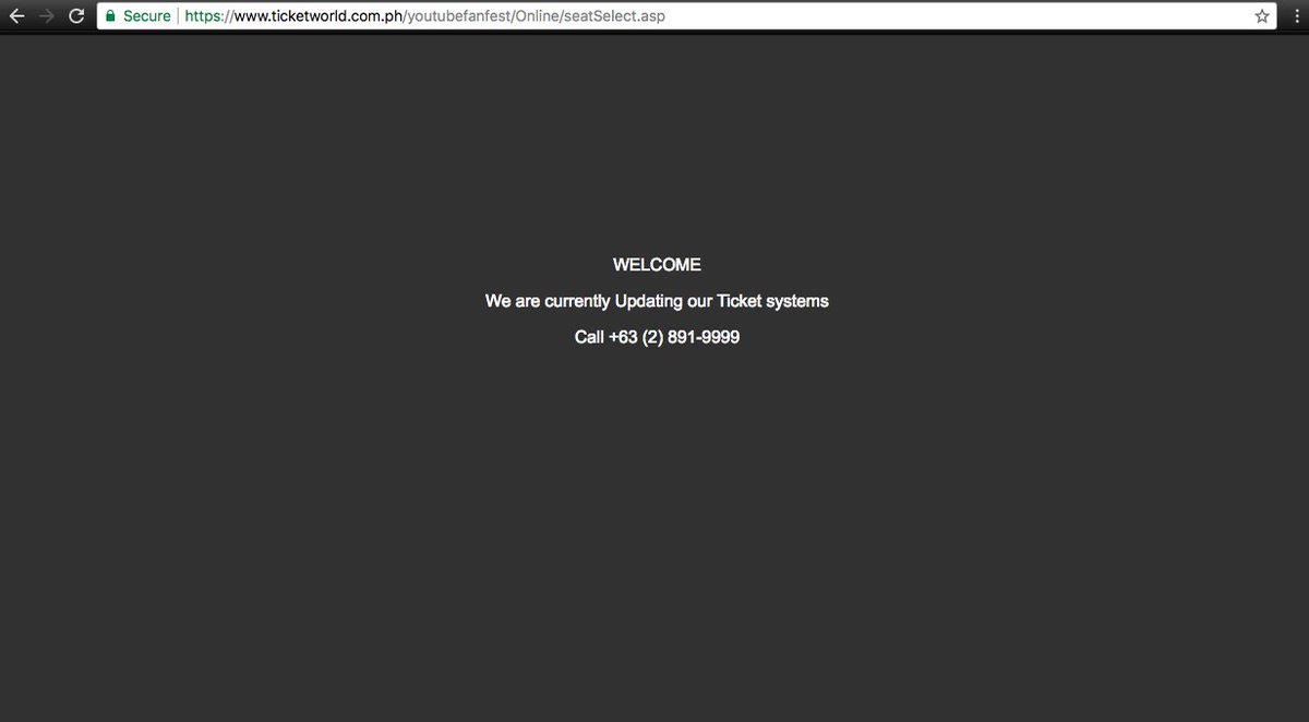 AlexWassabiPH's tweet photo. Hello, they're now fixing the system! Stay tuned. #YTFFPH https://t.co/iJepPuCg0l