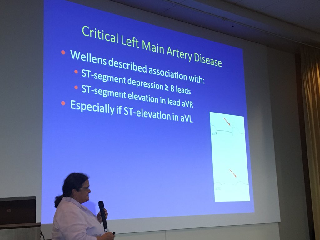 GaryGChimesIn's tweet photo. At 2018 Lithuanian Society of EM (LitSEM) Congress. Susan Torrey gave “STEMI Equivalents”. 4 main points: 1) S-T Depression in 8 or more leads PLUS S-T Elevation in lead aVR (+/- also S-T Elevation in aVL) implies CRITICAL L MAIN disease (more)...#litsem2018 #FOAM@ltinskubi https://t.co/nlJBXhfWiI