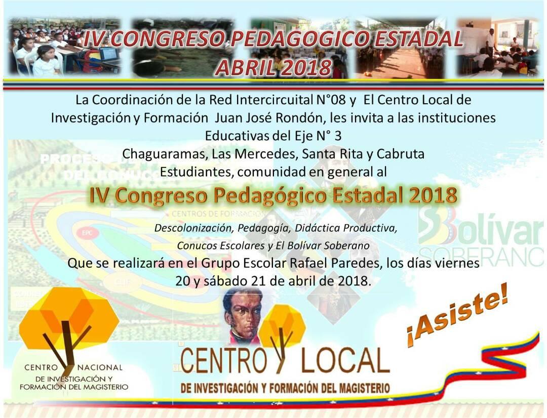 Red Intercircuital N-8 los Invita al "IV Congreso Pedagógico Estatal 2018" <a href="/yennynfante/">Yenny ynfante</a> @munozeducguaric