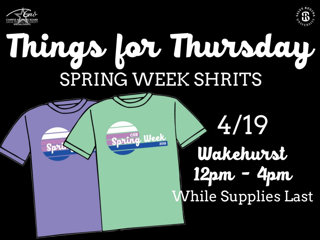 SalveCAB's tweet photo. FREE Spring Week T-Shirts TODAY! Sizes are LIMITED! Hurry and get to Wakehurst starting at 12pm (ONLY ONE HOUR AWAY) to pick out which color and size you want! #T4T #springweek2018 https://t.co/5rNbpvUYfR