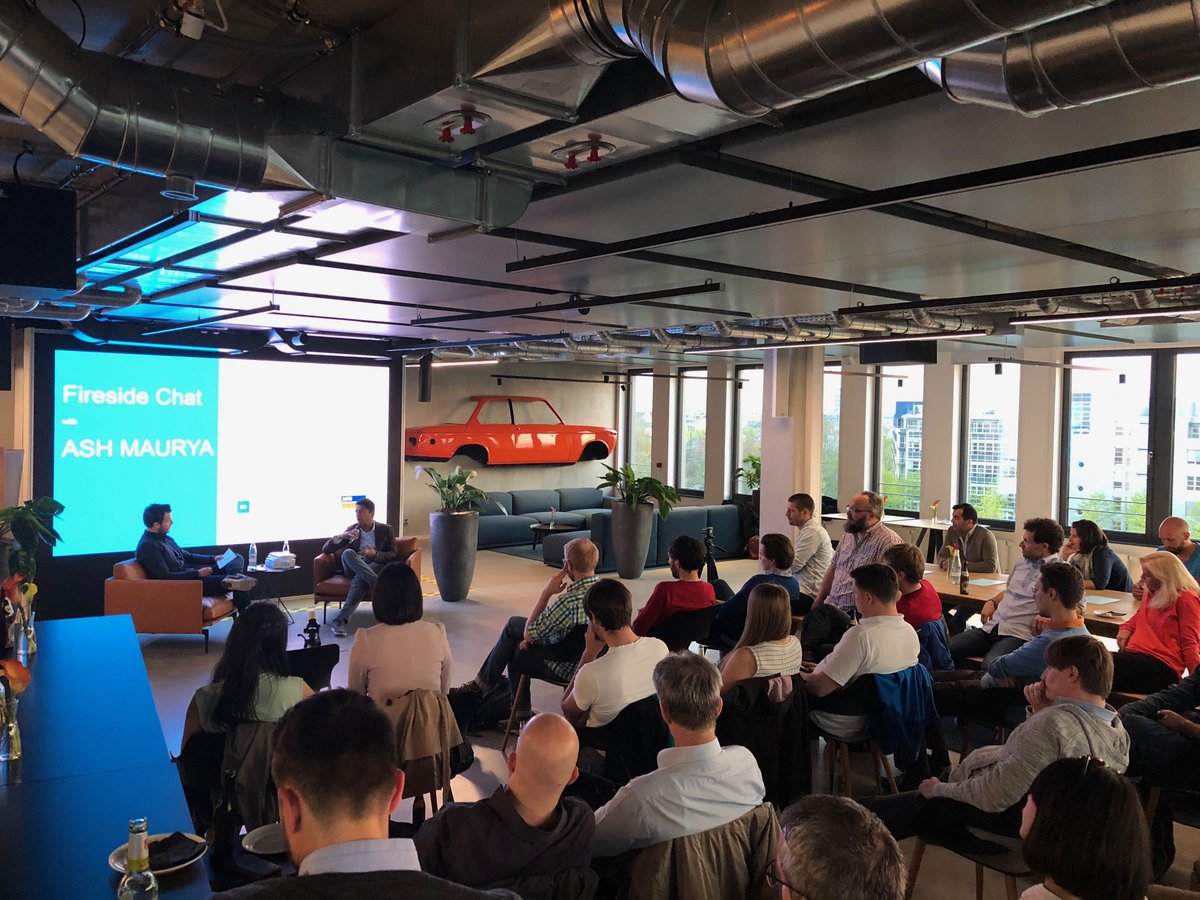 em4nue1's tweet photo. Fireside chat and Q&amp;A with @ashmaurya and a great community at the Lean Startup Munich meetup this Tuesday.
Thank you @99thms @OBDFox @RalfWestbrock @benohear ! #LeanMunich https://t.co/UZsysDn7Hd