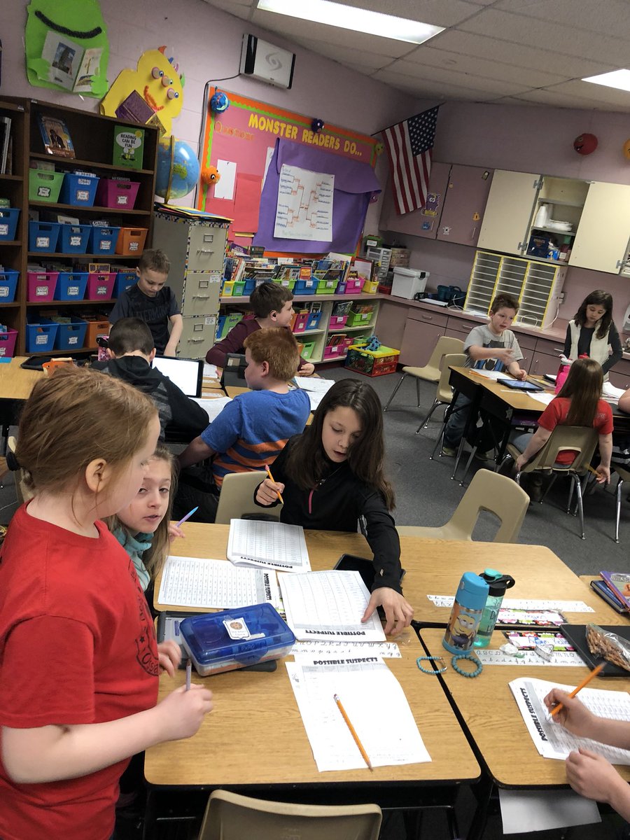 SanderRoom18's tweet photo. We are figuring out who the Litterbug is in a math mystery! Monsters keep saying this is so fun! Thank you @MrsRedeniusOES  for sharing this with us! https://t.co/Wt5Doq3y55