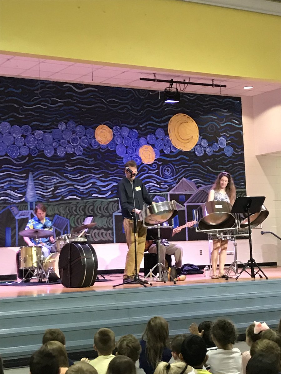 saguarosin2nd's tweet image. Steel drum assembly with a surprise guest! #PUEGlobal @Lamannawizards @cstepnoski14 @mrsvsowls @PleasantUnionYR