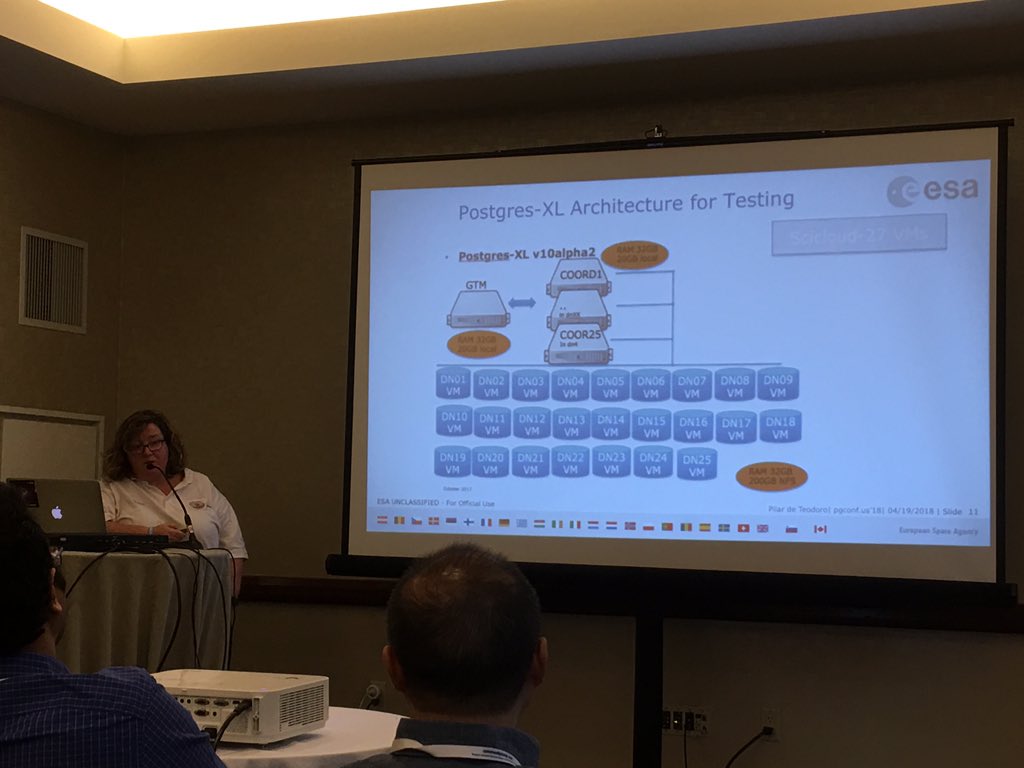 mason_db's tweet photo. @pteodoro speaking about using Postgres-XL at the European Space Agency https://t.co/UZwxAIu18Y
