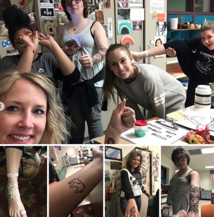 Fun with henna in our after school intramural. #collaboratecommunicatethinkcriticallycreate #cymsart #cysdproud <a href="/cyms_panther/">Central York Middle</a>