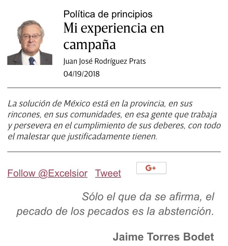 rodriguezprats's tweet photo. Hoy en @Excelsior
#politica de principios

Mi experiencia en campaña
https://t.co/V7xPXkBHAW

Conocer nuestra realidad, en el México de hoy, constituye un buen principio, una obligación si es que queremos enderezar el rumbo.

@AccionNacional @anayistass @AguilarBodegasJ @abasave https://t.co/Q7TFs2pvNs