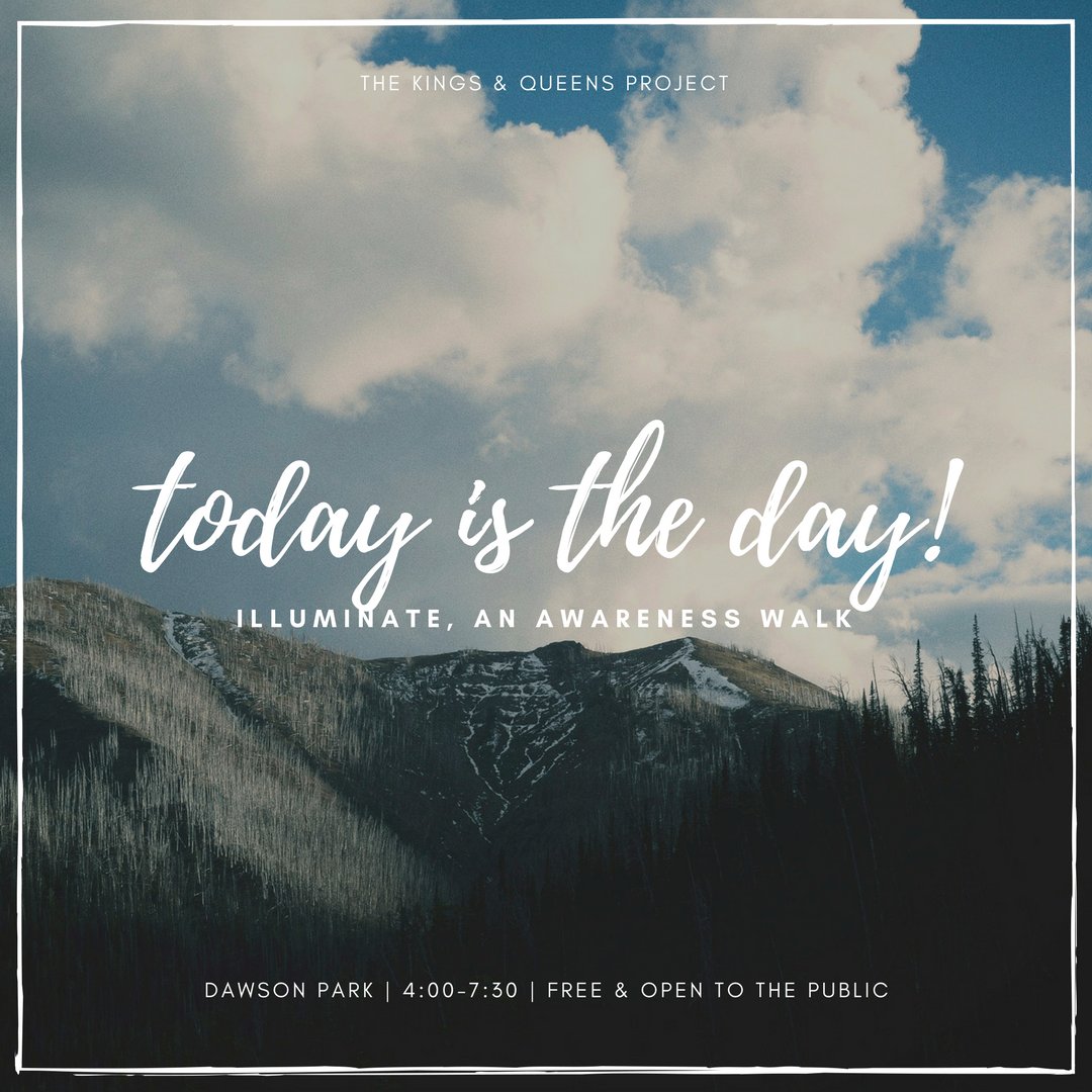 kqproject's tweet photo. TODAY IS THE DAY! #ILLUMINATE is here! We are so excited to welcome you to Dawson Park, at Macintosh Lake anytime between 4:00-7:30pm to learn more about #humantrafficking and what we can do to #endit! Come check it out- its free and open to the public! https://t.co/4IWCPAIufZ