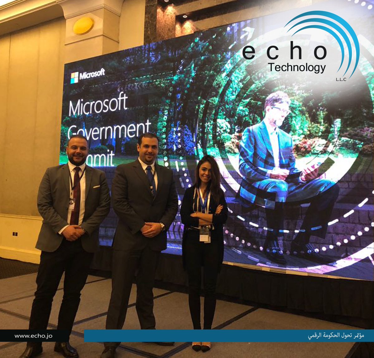 EchoTechnology1's tweet photo. As a leading @MicrosoftJordan partner, Echo Technology participated in the ‘Government Digital Transformation’ Summit Under the patronage of H.E. @MajdShweikeh, Minister of Information Communication and Telecommunication
@MoICTJO
#Echo_Technology #DigitalTransformation #Jordan https://t.co/1YdwH4yBgF