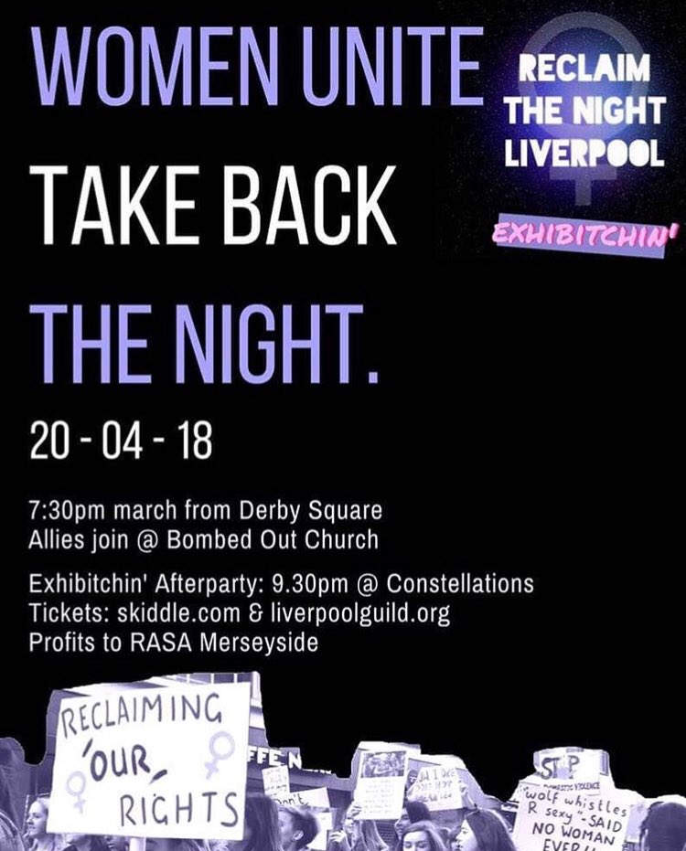 🔮 IT’S RTN EVE! 🔮 • Join us tomorrow at 7.30pm @ Derby Sq to march for an end to violence against women & gendered violence in all its forms! • Followed by a rally & After Party @constellationsliverpool 9-2am! • Raising funds for @rasa_merseyside! ✊