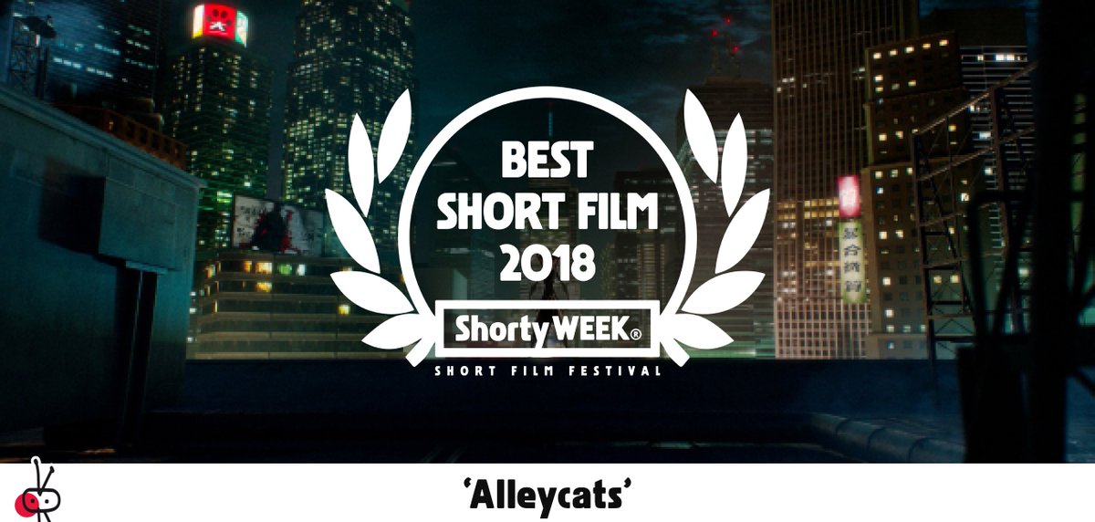 ShortyWeek's tweet photo. El cortometraje 'Alleycats', ganador del premio a mejor cortometraje en la 5ª edición de #ShortyWeek #ShortyWeekV #SWV #Palmarés #Premiados https://t.co/grqHe8VnPr