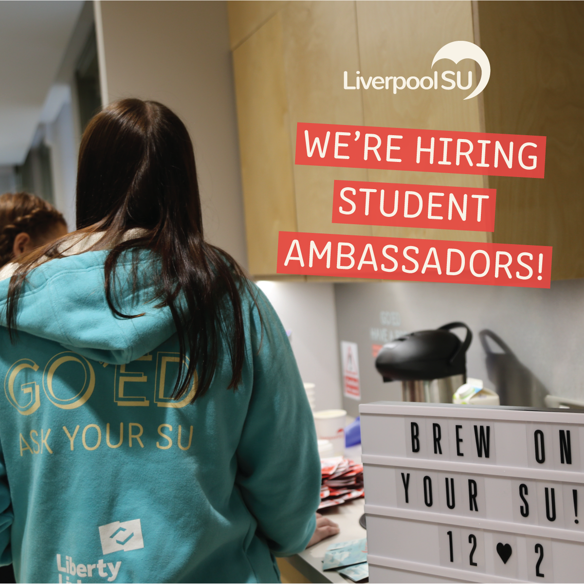 johnmooressu's tweet photo. WE'RE HIRING! We're looking for LJMU students to fill a number of student staff roles for us - from photography to digital comms to promotional work 🙌 We're flexible to fit round your studies &amp; the pay isn't bad either 💸Go here for more info or to apply: https://t.co/fdZoST6ShF https://t.co/bd3YjPkDqq