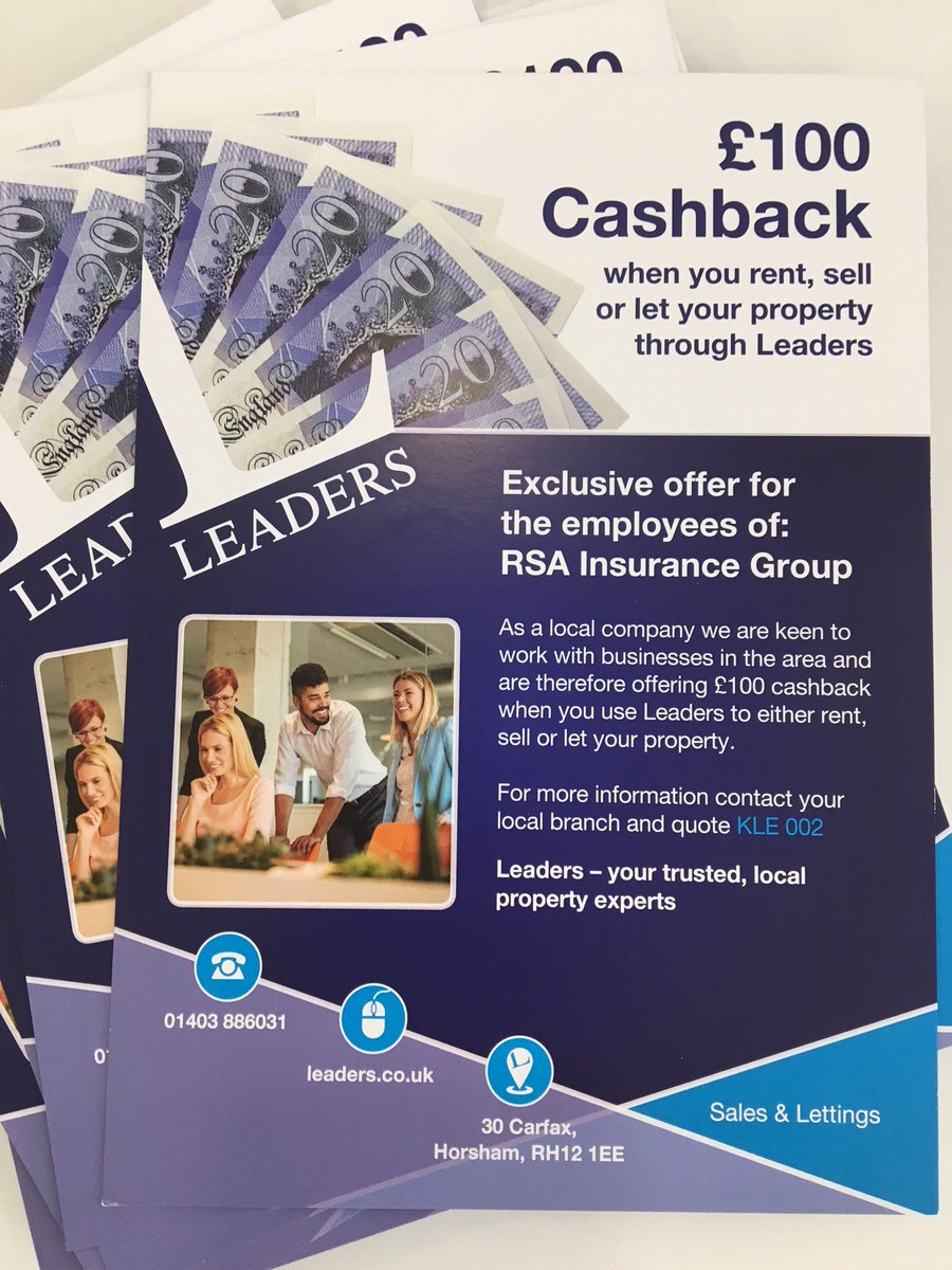 LeadersHorsham's tweet photo. Looking after our KLE's! @rsagroup some great offers for all your employees coming your way! Speak to us about our #nodepositoption https://t.co/0Bv16WL1gj