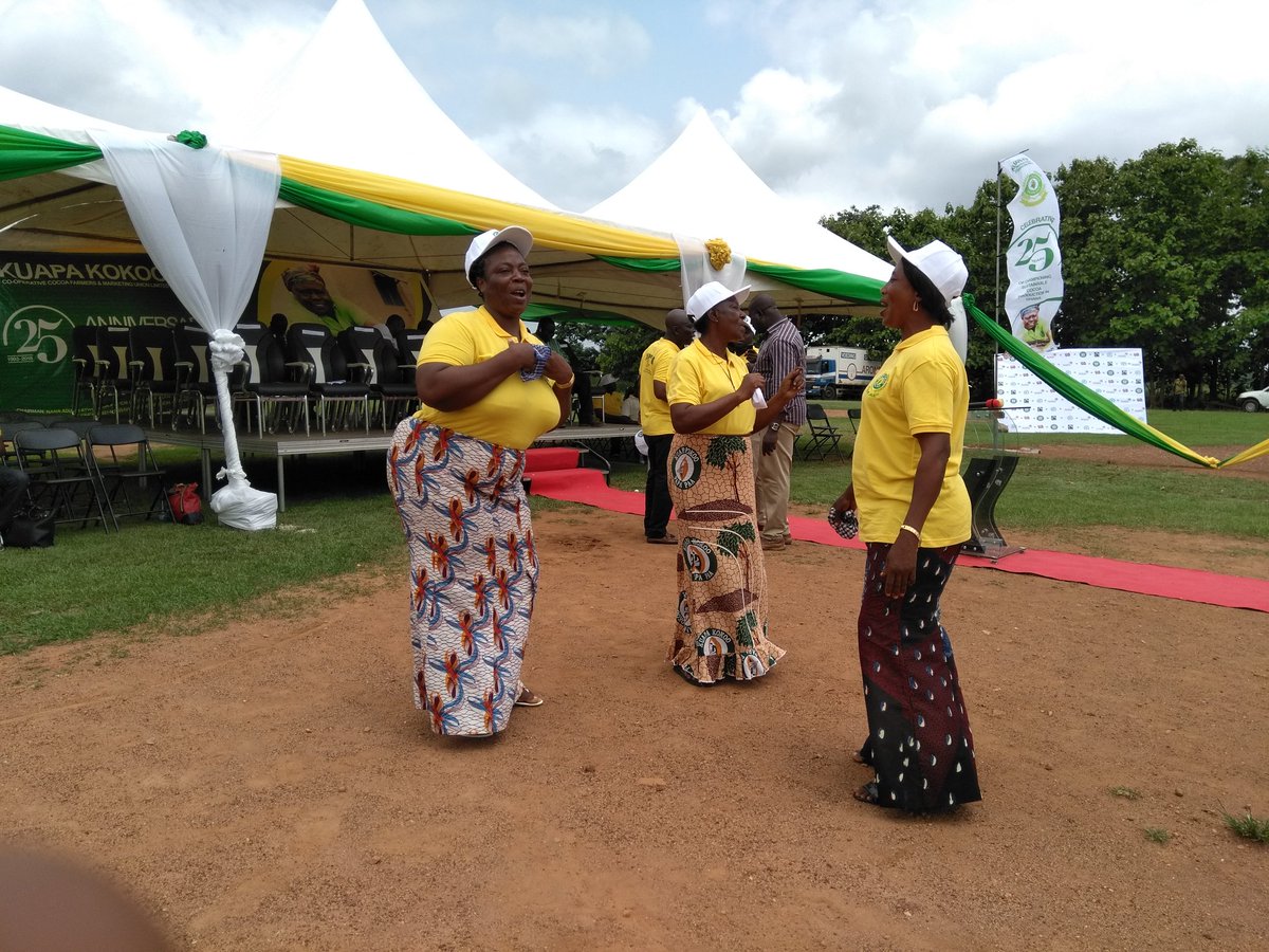 Some Executive members of <a href="/KuapaKokoo/">Kuapa Kokoo</a> take to the dance floor during the launch of their 25h Anniversary. 25 years of championing #sustainable cocoa production