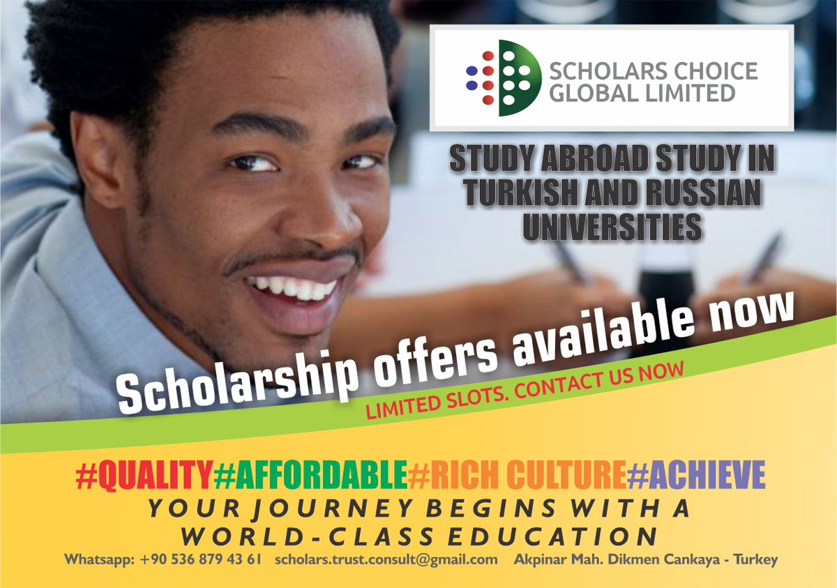 scholarschoiceG's tweet photo. Scholarships Available Now.
Turkish Universities
Contact us NOW
#studyabroad #turkishuniversity #scholarshipabroad https://t.co/yRkgQBoq9S