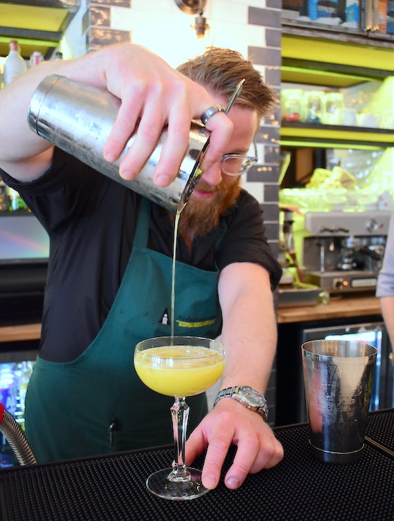 The Spicy Herbaliser, this week's lip-smacking cocktail of the week. Chilli vodka, Triple sec, pineapple juice and fresh torn basil. Fancy one?