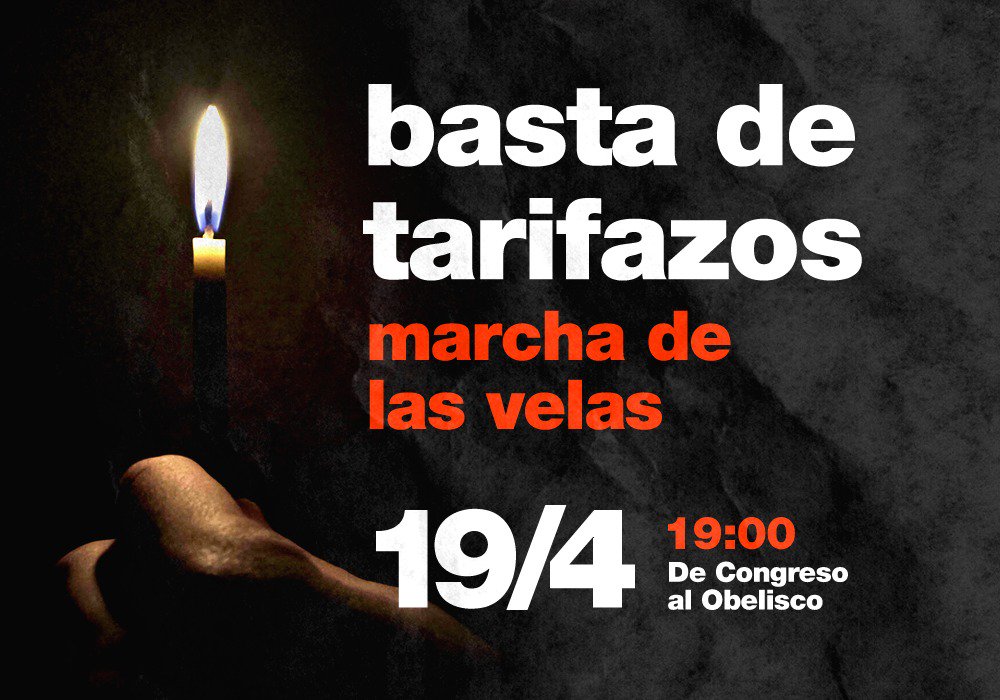 lpsargentina's tweet photo. 🔊Después del (#RUIDAZONACIONAL18A) la #MarchaDeLasVelas.👫🔥
Encabezada por (@PabloHMoyano) una multisectoria marchará desde congreso al obelisco en reclamo por la facturas de servicios básicos impagables.
#BastaDeTarifazos #BuenJueves #TarifasJustas https://t.co/A9130Md6bC