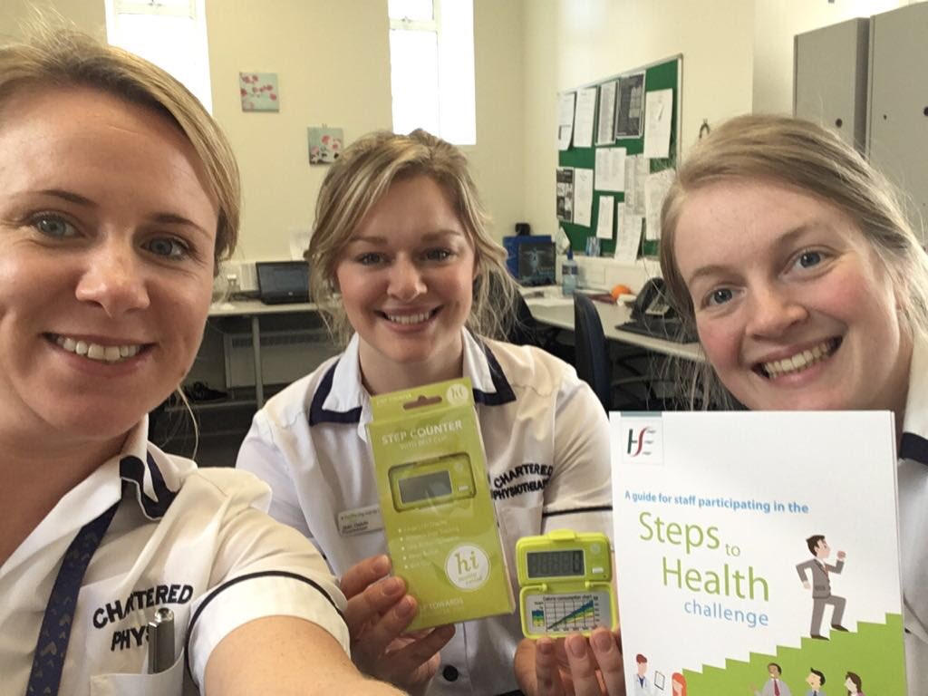Physiotherapy OPD St James’s Hospital getting ready for the HSE Steps to Health challenge #HSEstepschallenge @yvonnepburke @niamhphysio @stjamesdublin
