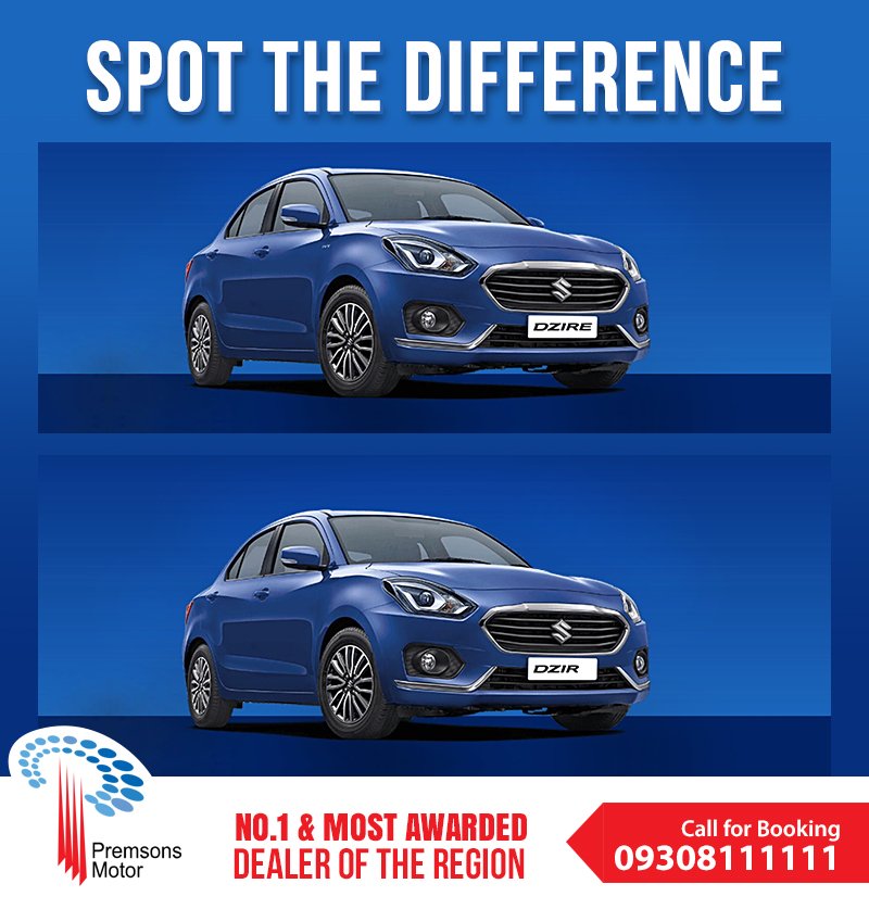 premsonsmotor's tweet photo. Do you think you can spot the difference in these two #Maruti cars?
Tell us your answer in the comments below. #SpotTheDifference #PremsonsMotor https://t.co/F87HdK54M7