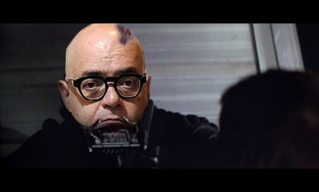 IagoJosePablo's tweet photo. Mi visión del gran #IgnatiusFarray afeitado: Darth Natius. #lavidamoderna #starwarsmeme https://t.co/dve8PwywFC