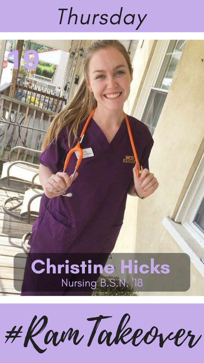 WCUofPA's tweet photo. Do you know how much work goes into being a Nursing Major? Check out Christine's #RamTakeover over on our Instagram Stories!! @WCUofPA https://t.co/Dmj4WC9GN2