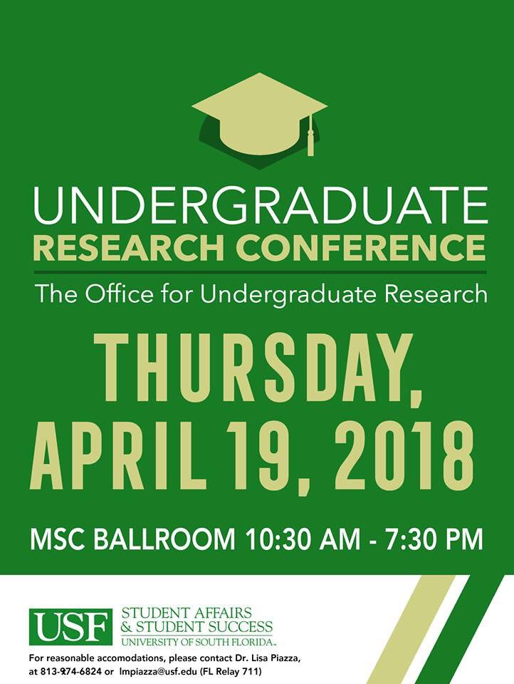 USFResearch's tweet photo. Today’s the day! Congratulations to all the students participating in today’s Undergraduate Research Conference! https://t.co/HEGluyvYPj