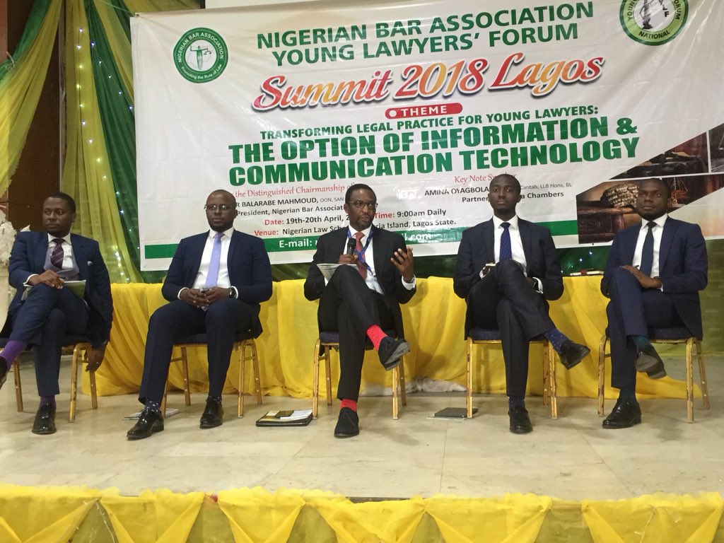 OPNBAofficial's tweet photo. NBA #YLFSUMMIT2018 1st Session: 

Building a 21st Century Law Firm- Challenges and Opportunities for the Millennial Lawyers in Law Practice

Chairman: Mr. Yemi Candide-Johnson SAN
Speaker: Mr. Wolemi Esan
Panelists: Hamid Abdulkareem, Desmond Ogba &amp; Abiodun Oyeledun

#OPNBA https://t.co/gbjYKgEEBE